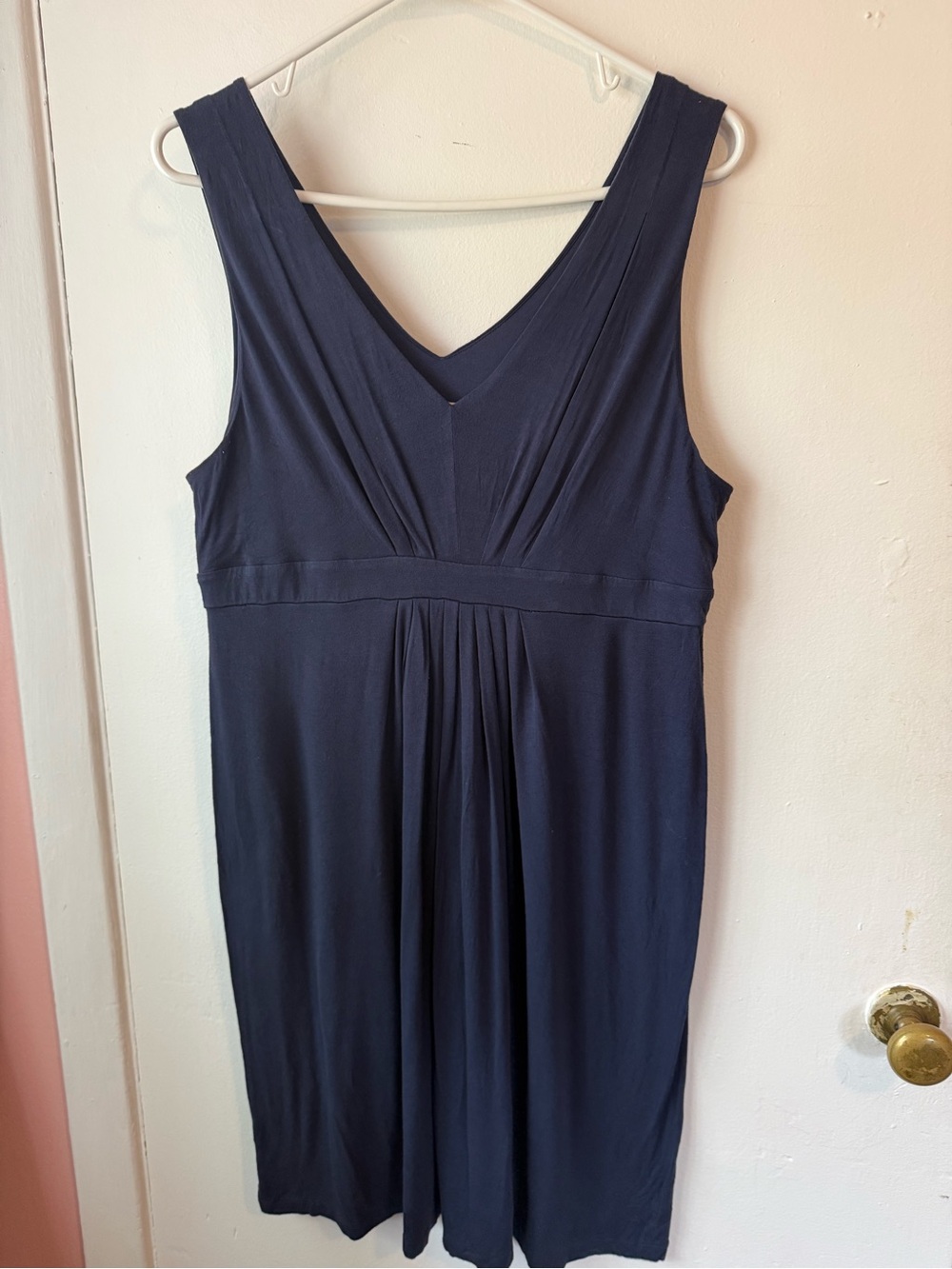 LOFT Navy Sleeveless V-Neck Pleated Women's Dress